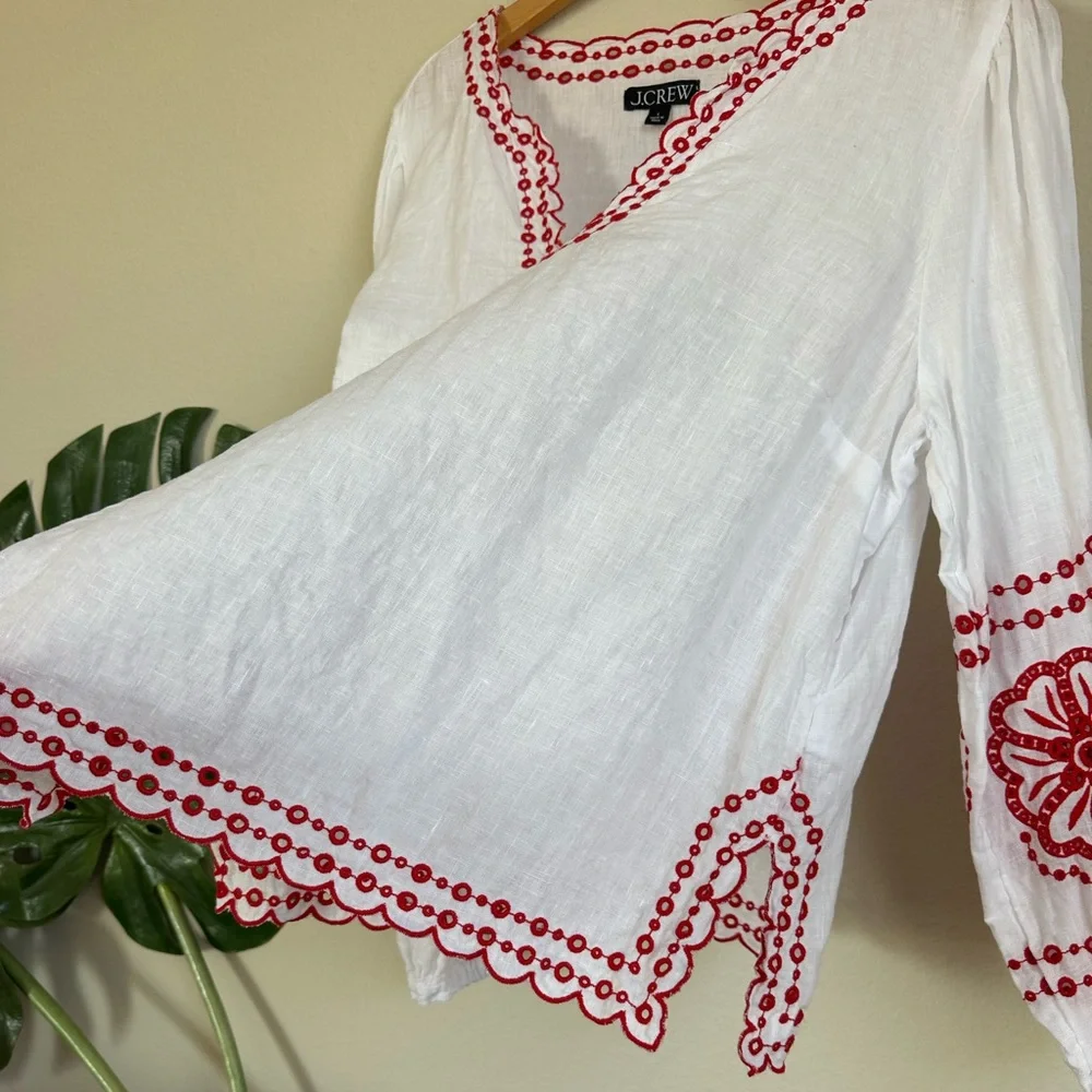 J. Crew Bungalow Embroidered Linen Top - Picture 6 of 13